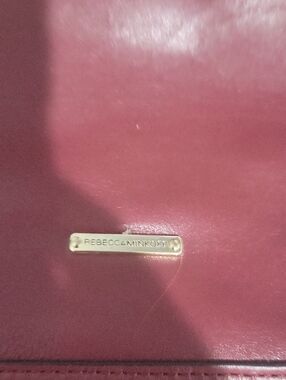 Rebecca Minkoff Mauve Leather Shoulder Bag with Gold Nameplate